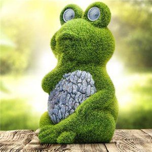 Garden Statue of Frog with Solar Light Eyes-Outdoor Spring Decoration-GardenFrog